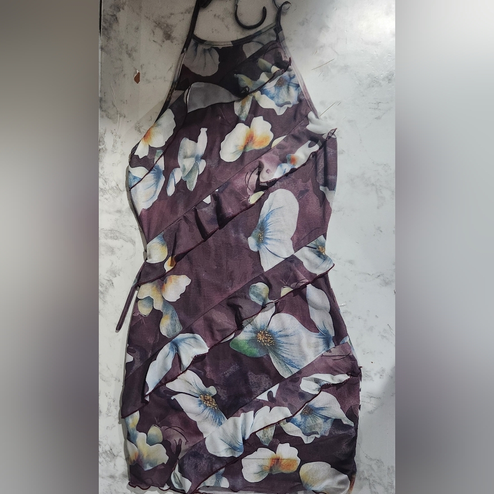 Floral Short Dress Ruffles Sz Small